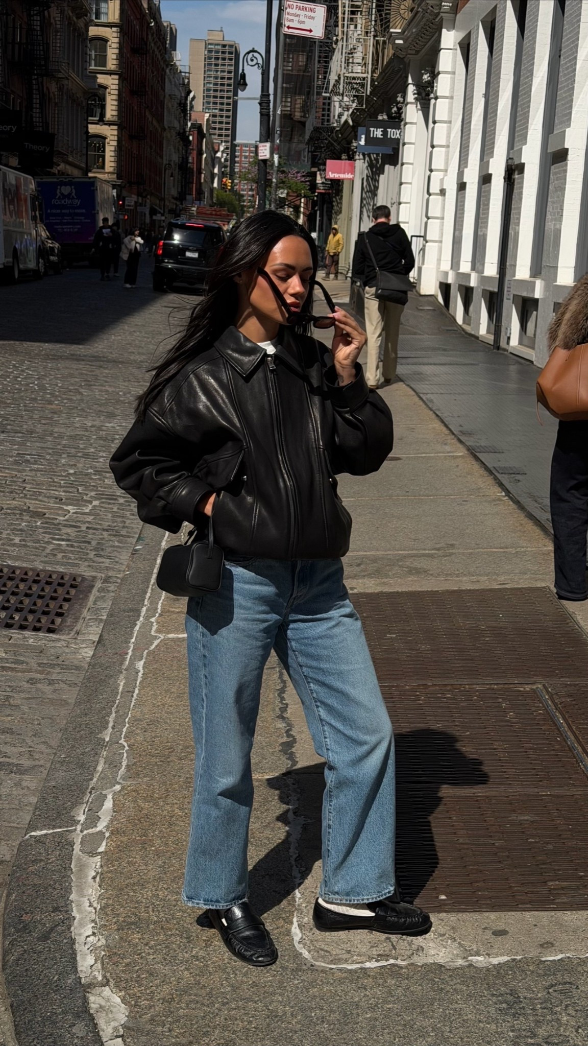 Revolve black leather bomber jacket, 501 Levi's jeans (a go to) | nyc ootd

#LTKootd #LTKdayinmylife #LTKgrwm