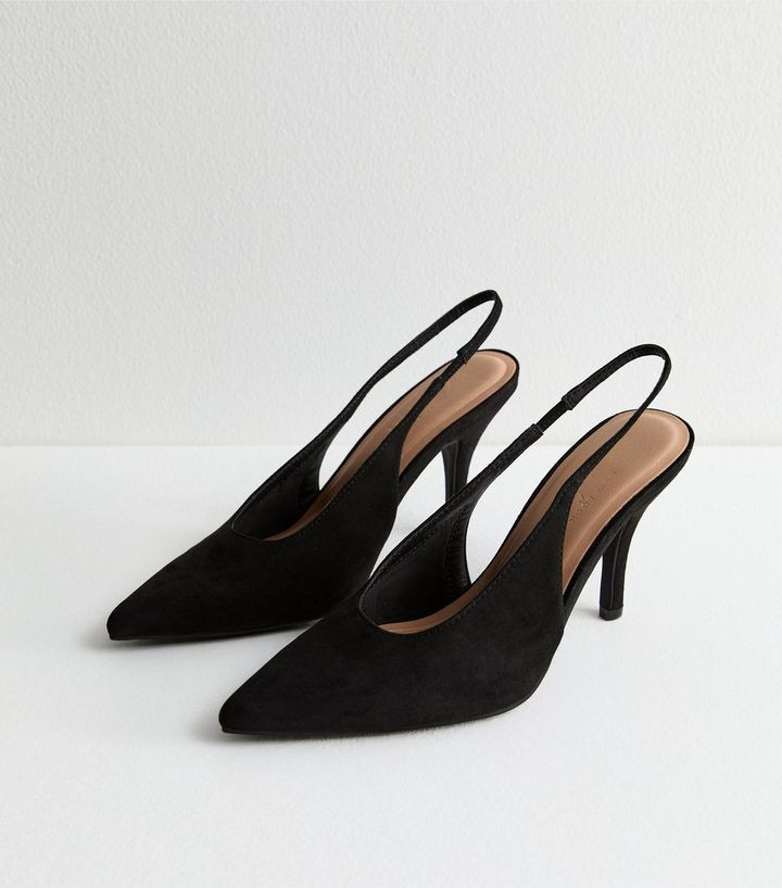 Black Suedette Slingback Stiletto Heel Court Shoes
						
						Add to Saved Items
						Remove f... | New Look (UK)