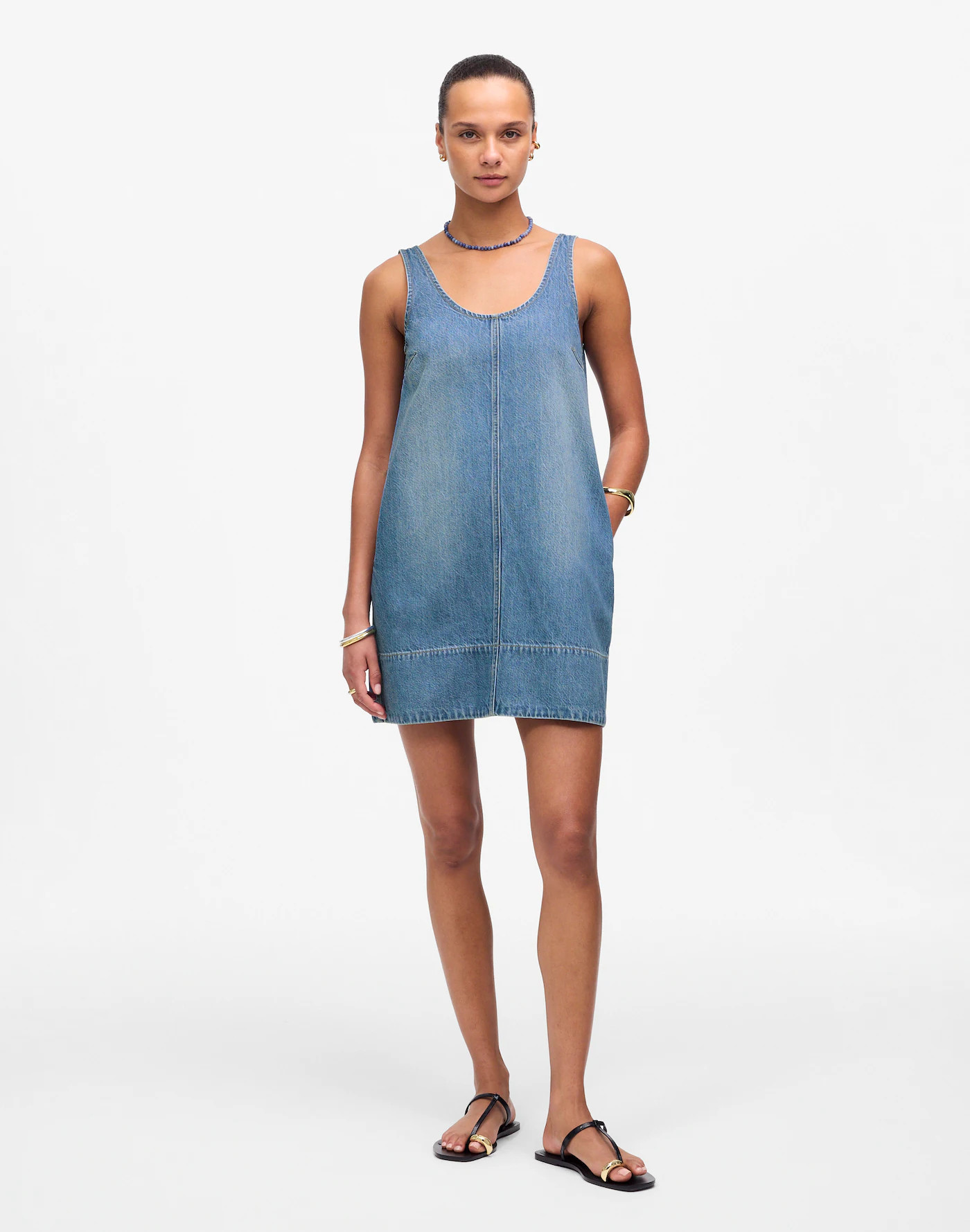 Denim Scoopneck Mini Dress in Remsen Wash | Madewell | Madewell
