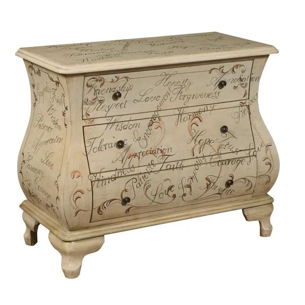 Hand-painted Distressed Antique Ivory Bombay Chest | Bed Bath & Beyond