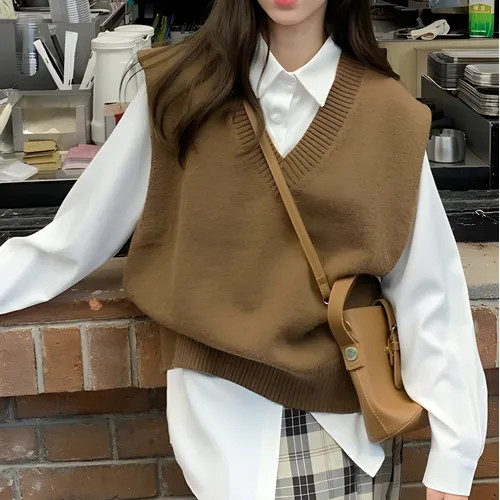 Moon City - Plain Shirt / V-Neck Plain Sweater Vest | YesStyle Global