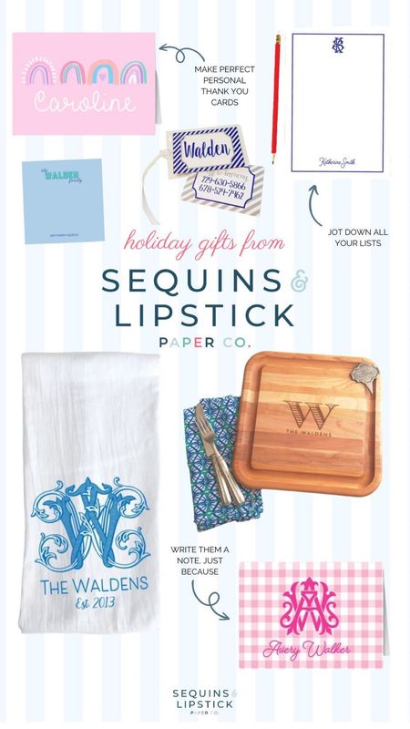 Find the perfect holiday gift at Sequins & Lipstick Paper Co! Stationery, kitchen items & more, all customized for you! 

#LTKhome #LTKHoliday #LTKGiftGuide