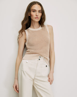 Veronica Beard Jerrel Cropped Knit Tank Top Chai Ecru | Veronica Beard