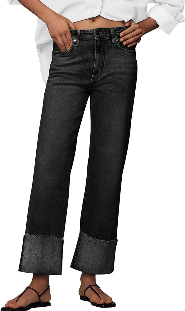 KUNMI Jeans for Women Wide Leg Baggy High Waist Boyfriends Straight Leg Stretchy Denim Pants Tren... | Amazon (US)