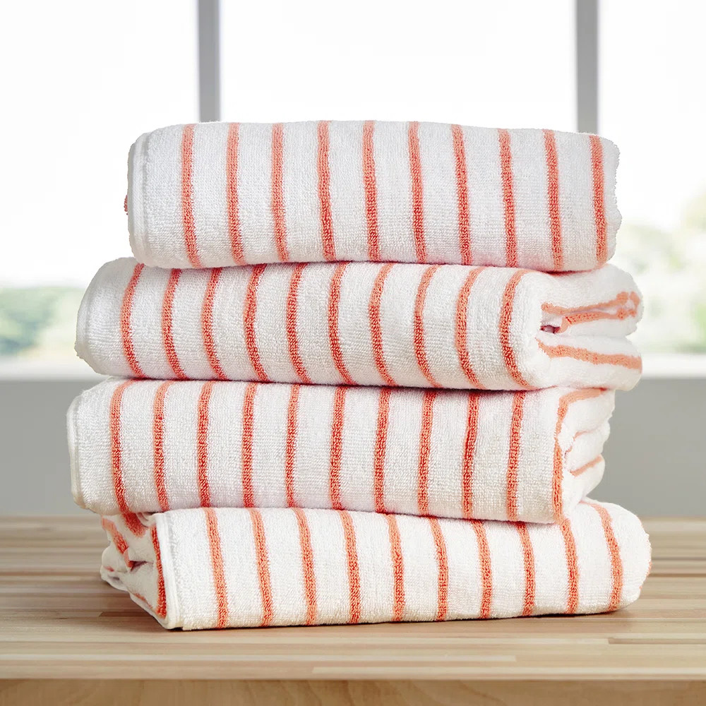 4 Pack Cotton Cabana Stripe Beach Pool Towels (Set of 4) | Wayfair North America