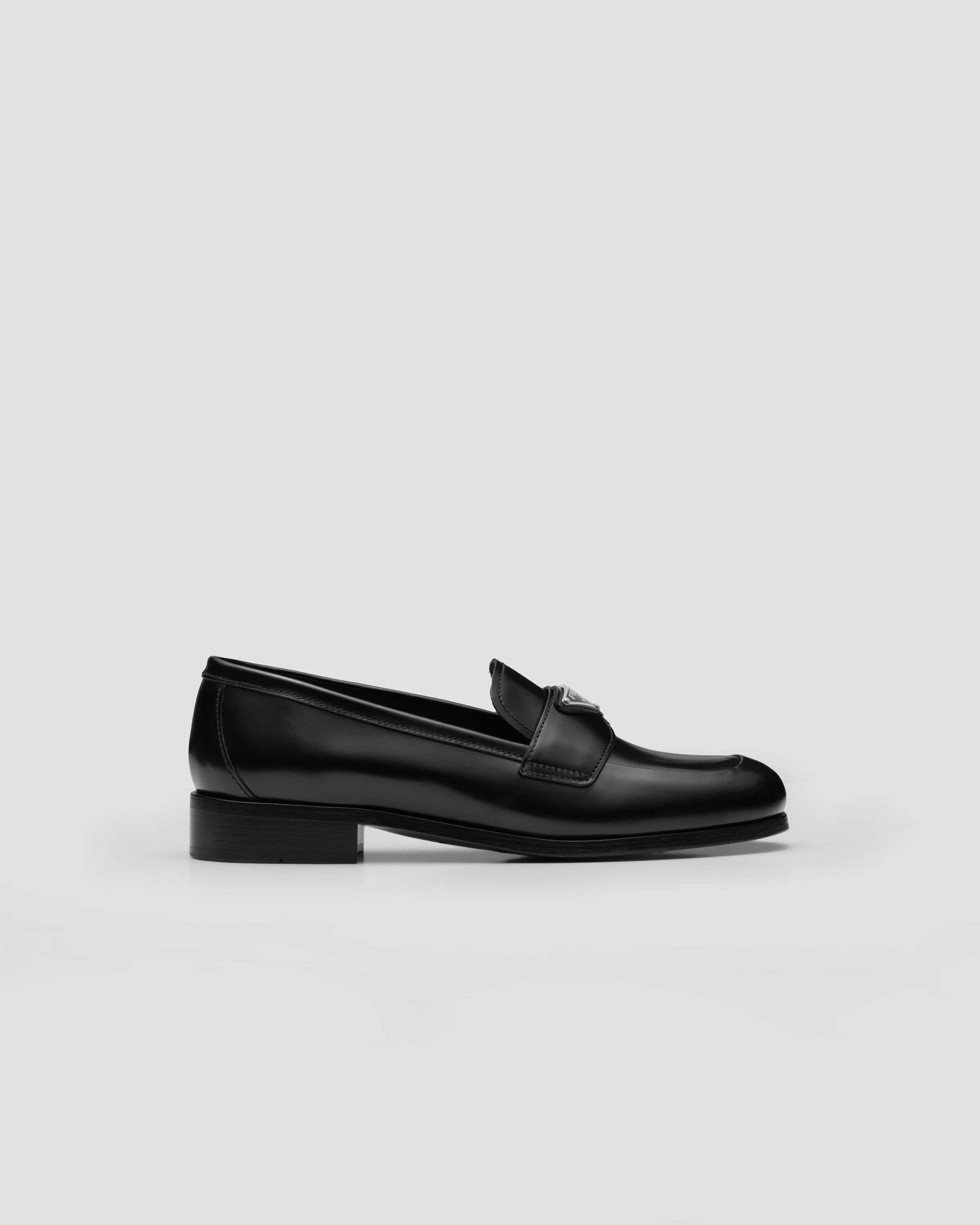 Brushed leather loafers | Prada Spa US