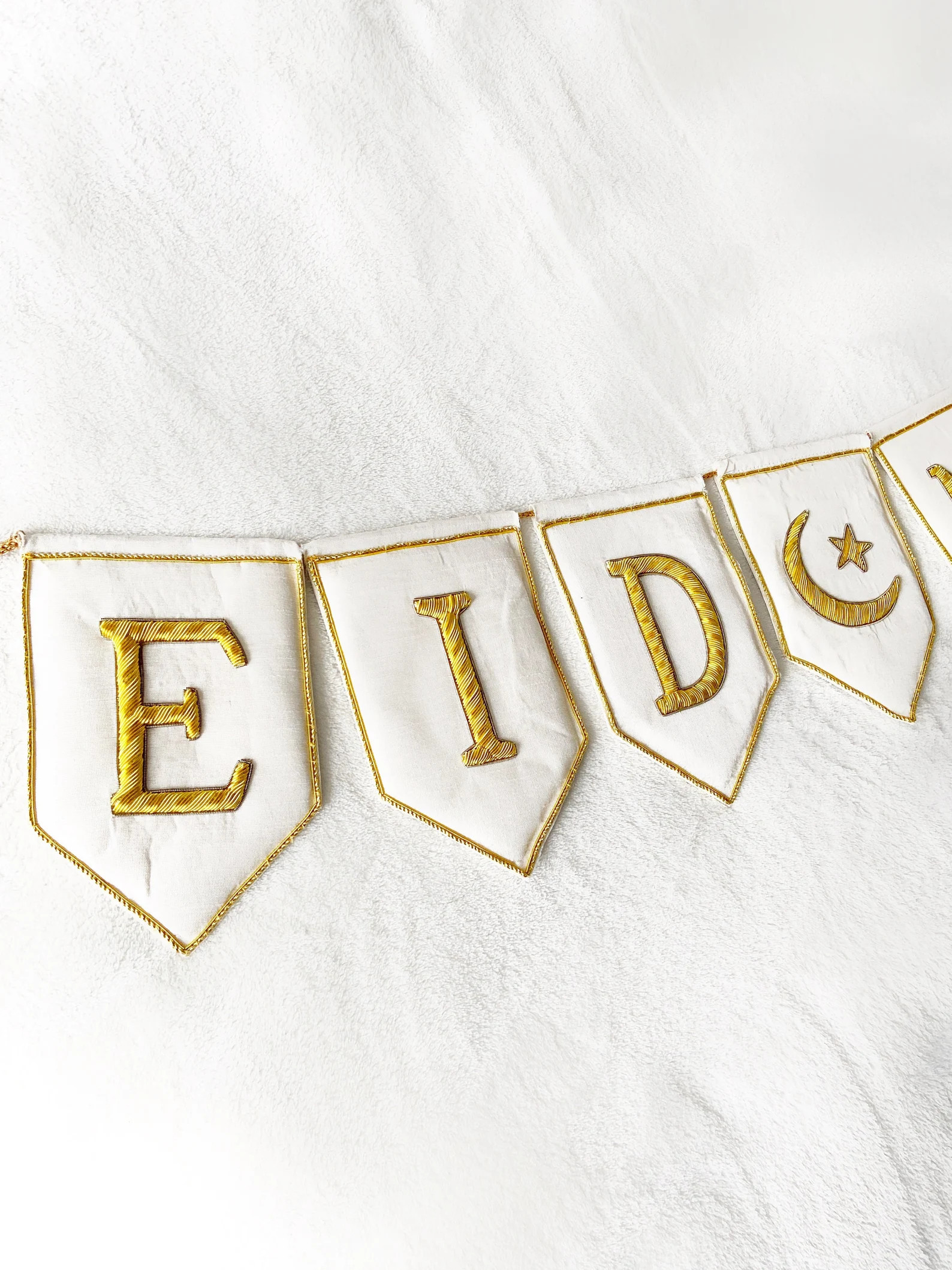 Eid & Ramadan Mubarak Bunting | Luxury Heirloom Gold Zardozi Embroidered Reusable Banner Islamic ... | Etsy (US)