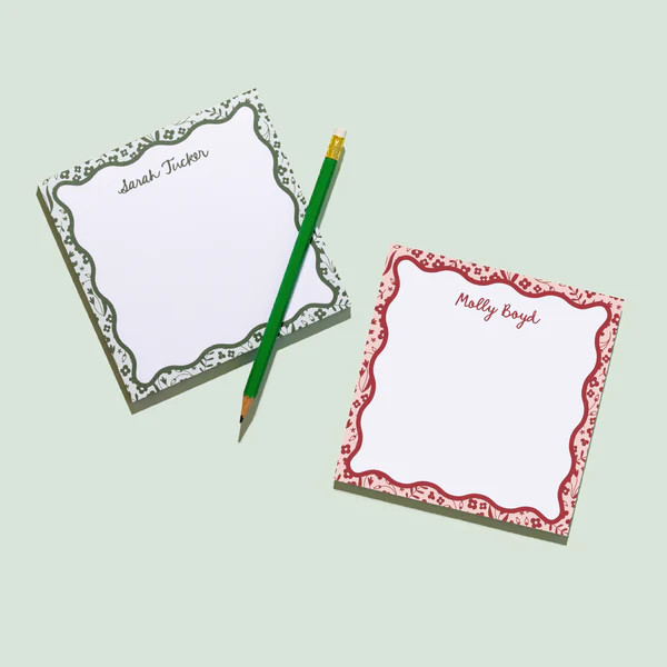 JCS x Sarah Tucker & Molly Boyd Holiday Floral Personalized Square Notepad | Joy Creative Shop