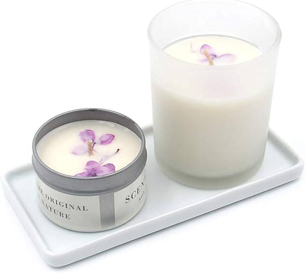 Floatant Ceramic Candle Tray Small Rectangle,Bathroom White Tray, Marble Tray, Organizer for Cand... | Amazon (US)