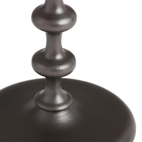 Kitt Round Blackened Bronze Bobbin Accent Table | World Market
