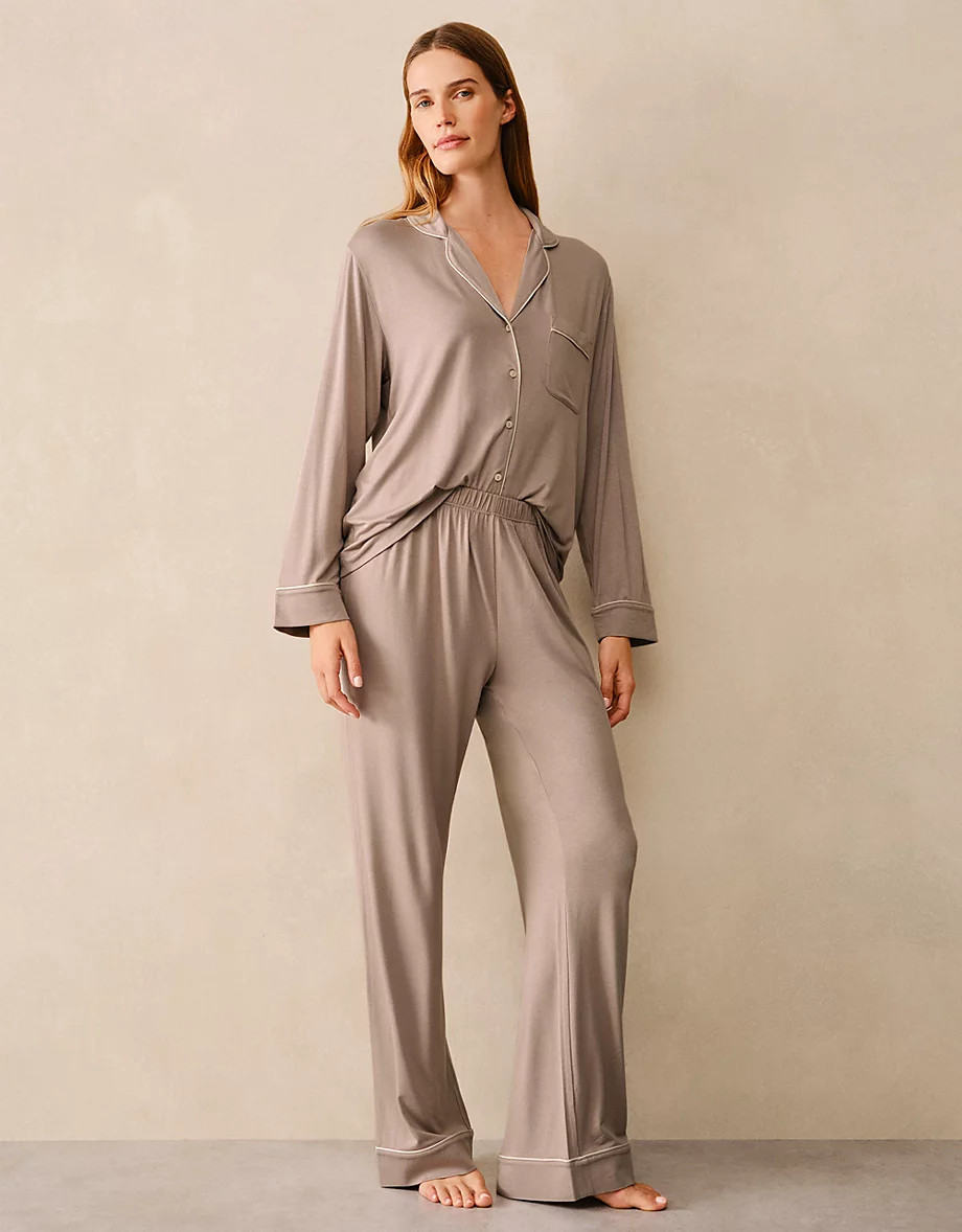 Jersey Classic Piped Pyjama Set | The White Company UK & ROW