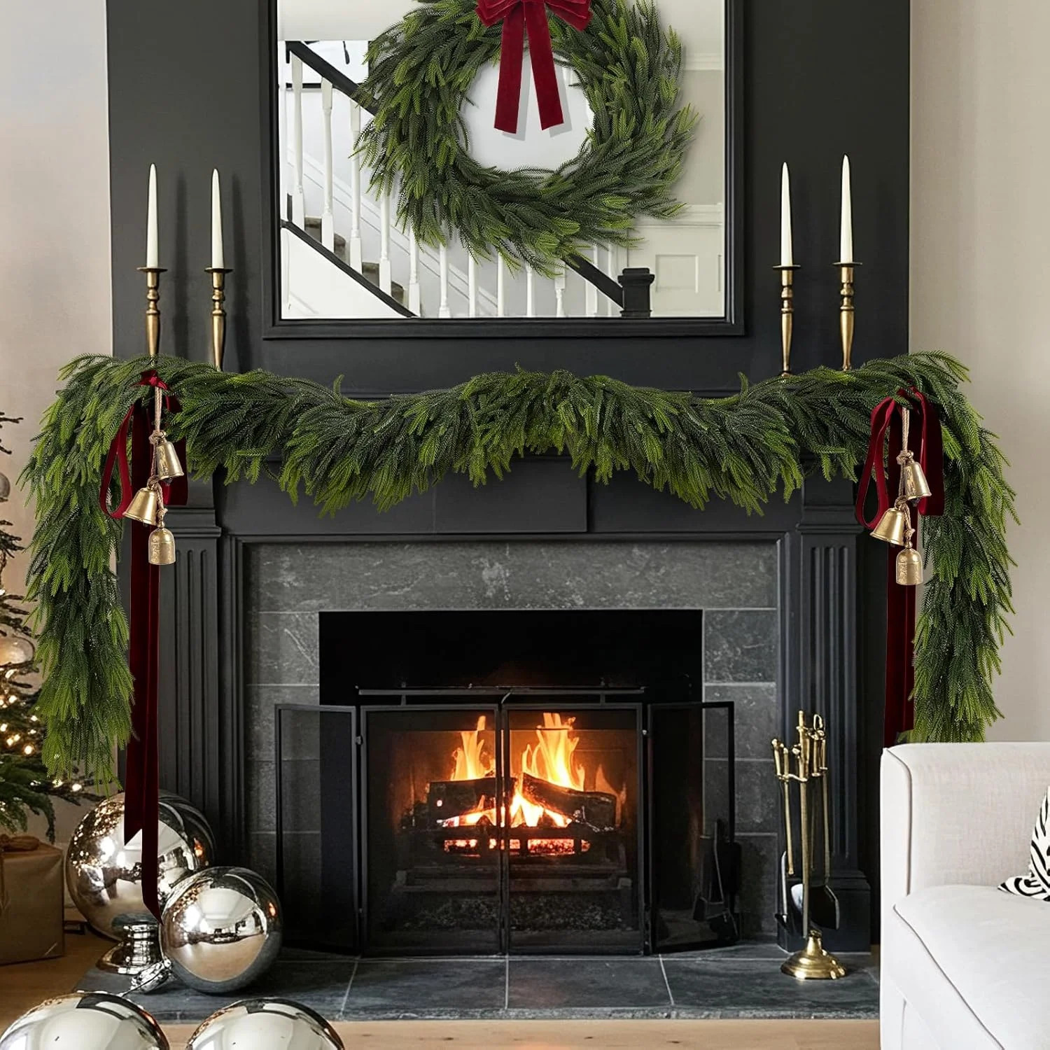 Bootesun 9FT Artificial Norfolk Pine Garlands, 4 PCS Real Touch Pine Garland, Faux Greenery Garla... | Walmart (US)