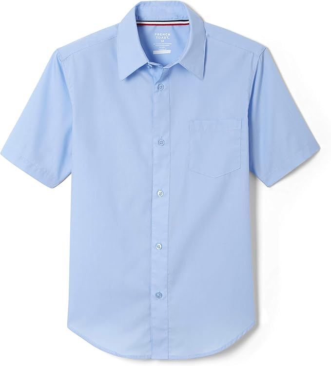 French Toast Boys' Short Sleeve Classic Poplin Dress Shirt (Standard & Husky) | Amazon (US)