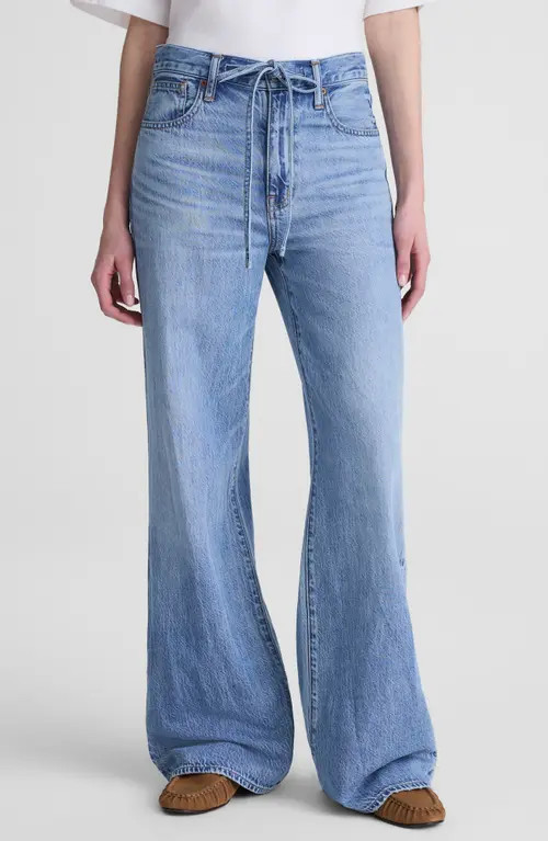 Madewell The Ultimate Wide Leg Drawstring Airy Denim Jeans in Raebrook Wash at Nordstrom, Size 28 | Nordstrom