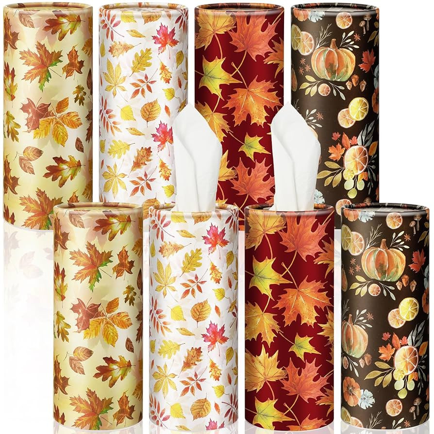 Pasimy 8 Pack Fall Car Tissues Cylinder Fall Round Tissue Boxes for Car in Cylinder Holder Autumn... | Amazon (US)