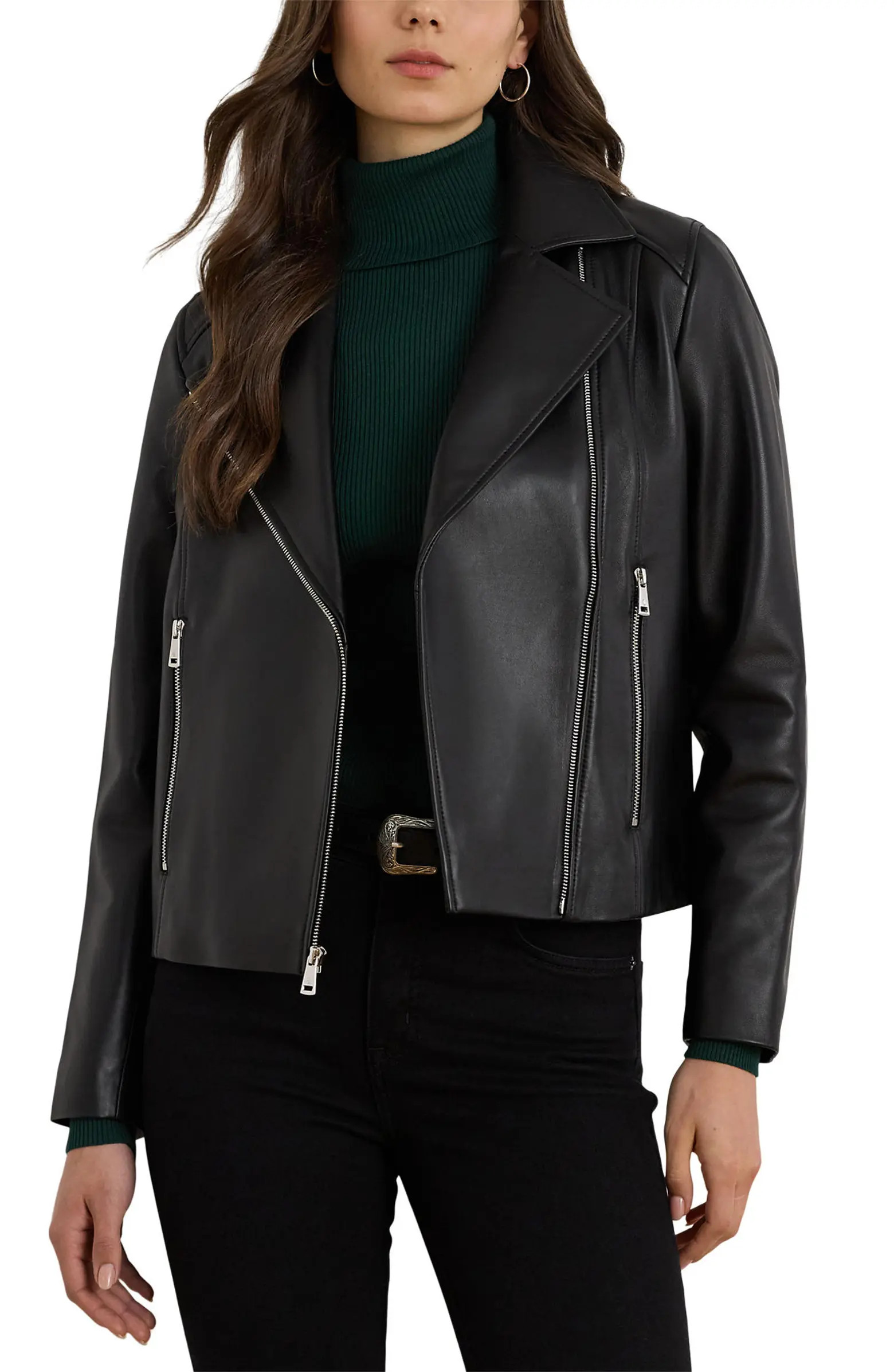 Lauren Ralph Lauren Moto Leather Jacket | Nordstrom | Nordstrom
