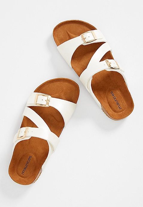 Lucy White Buckle Slip On Sandal | Maurices