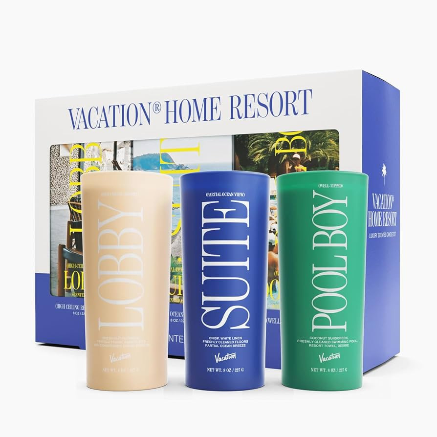 Vacation Sunscreen Home Resort Scented Candle Set, Premium Soy Blend Wax, 85-Hour Long Burning, H... | Amazon (US)