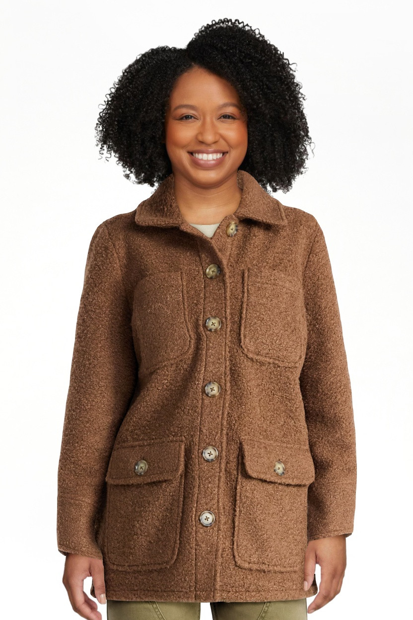Time and Tru Women's Boucle Utility Shacket, Midweight, Sizes XS-XXXL | Walmart (US)
