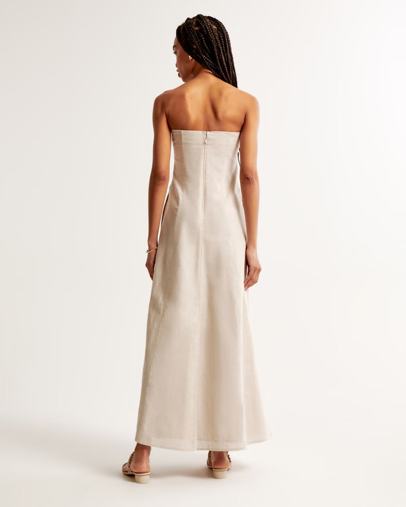 Strapless Skimming Linen-Blend Maxi Dress | Abercrombie & Fitch (US)