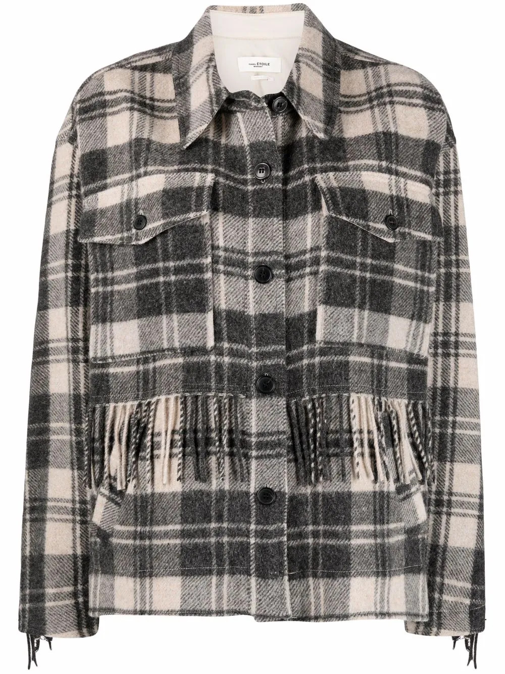Isabel Marant Étoile Filora fringe-trim Checked Shirt Jacket - Farfetch | Farfetch Global