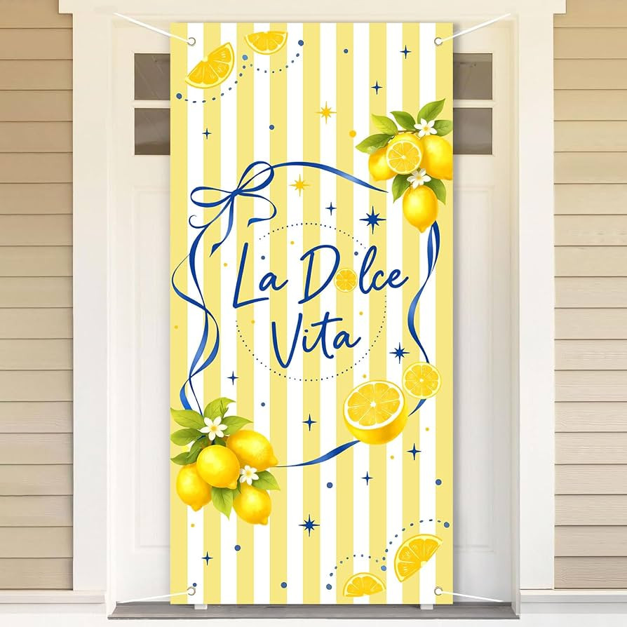La Dolce Vita Door Banner Lemon Citrus Italian Summer Party Door Hanging Decoration Yellow Blue S... | Amazon (US)