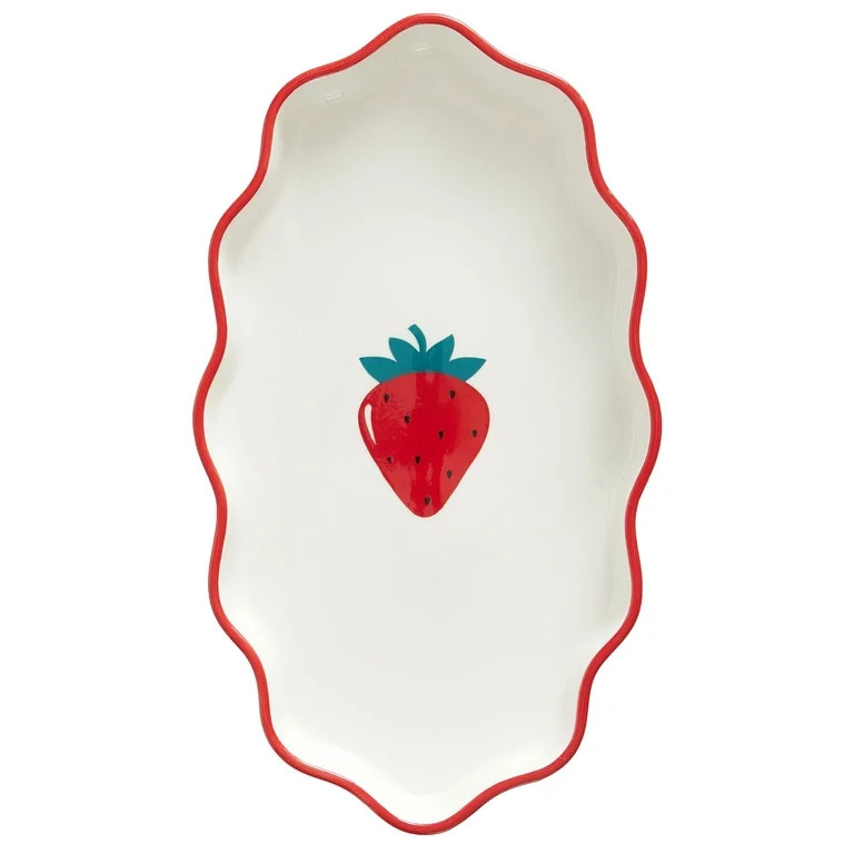 Mainstays Strawberry Scalloped Ceramic Trinket Tray | Walmart (US)