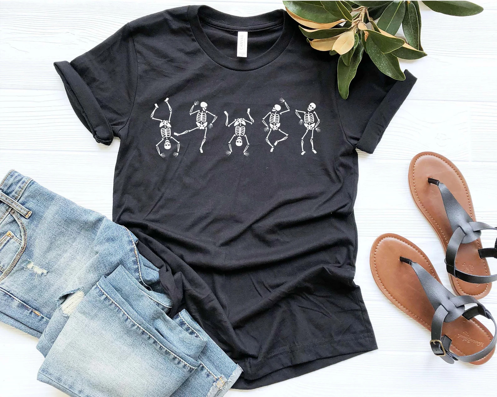 Dancing Skeleton Shirt Skeletons Happy Halloween Tshirt Halloween Shirt Tee Shirt T-shirt Unisex ... | Etsy (US)