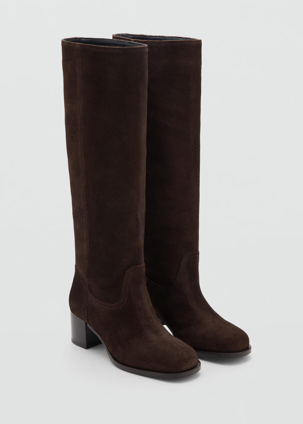 Heel suede boots chocolate - Woman - 6½ - MANGO | Mango (US/MX/AU)