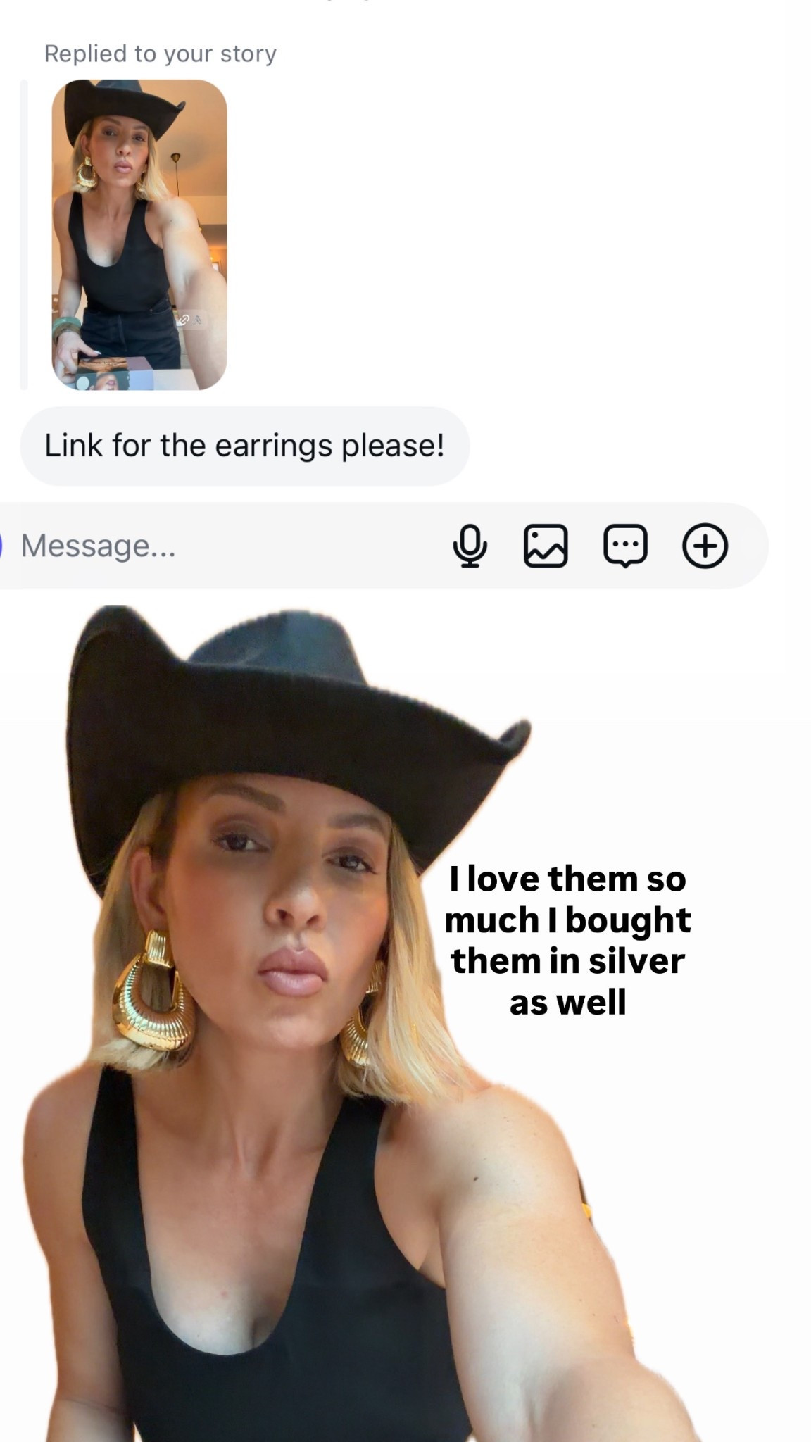 I have the these earrings in both colors that’s how much I love them. Jeans run tts. my top is sold out, but I linked some ones that look almost identical below. ￼

#LTKstorytime #LTKOver40 #LTKootd