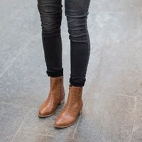 Womens Brown Booties, Trendy Pointy Toe Boots, Low Heels Crocodile Leather Ankle Comfortable Everyda | Etsy (US)