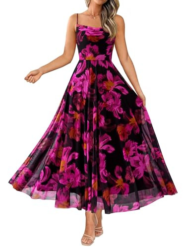 BTFBM Women Summer Floral Maxi Dresses Elegant Spaghetti Strap Dress Printed Party Dress Beach Lo... | Amazon (US)