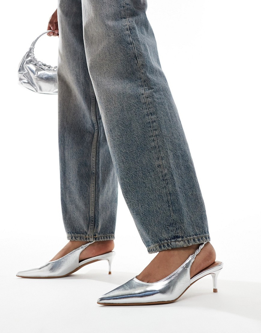 River Island slingback heels in silver | ASOS (Global)