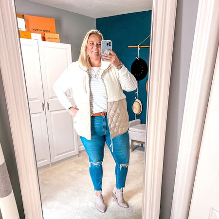 We love a good vest moment! So cute with my skinny ankle jeans with just the right amount of stretch, long sleeve tee, and cute boots. 

Sherpa | casual style | casual chic | booties | Abercrombie | plus size | curvy | confidence 

#LTKSeasonal #LTKcurves #LTKstyletip