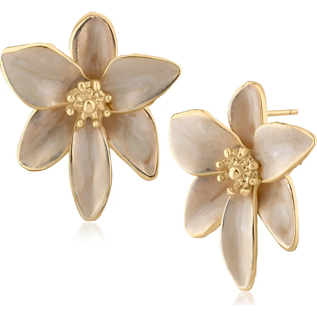 JARDIN Iris Floral Enamel Statement Earrings (Nordstrom Exclusive) in White/Gold at Nordstrom Rack | Nordstrom Rack