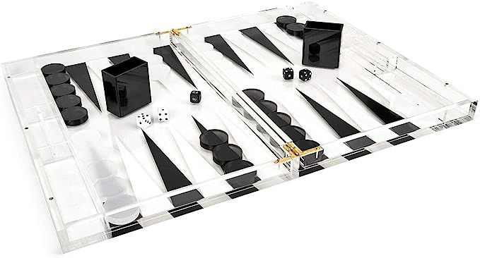 TIZO Elegant 18” Lucite Backgammon Set, Lucite Chips & Cups with Magnetic Closure, Elegant & Pr... | Amazon (US)