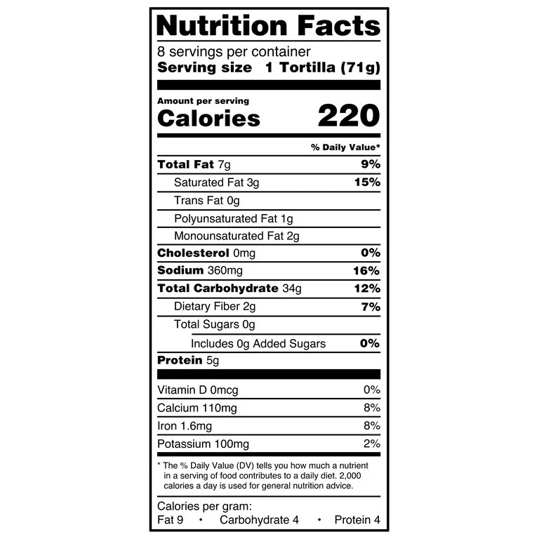 Great Value Large Burrito Flour Tortillas, 8 Count | Walmart (US)