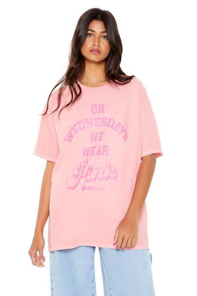 Oversized Mean Girls Wear Pink Tee | Forever 21