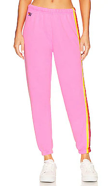 Aviator Nation 5 Stripe Sweatpant in Neon Pink, Yellow, & Purple from Revolve.com | Revolve Clothing (Global)