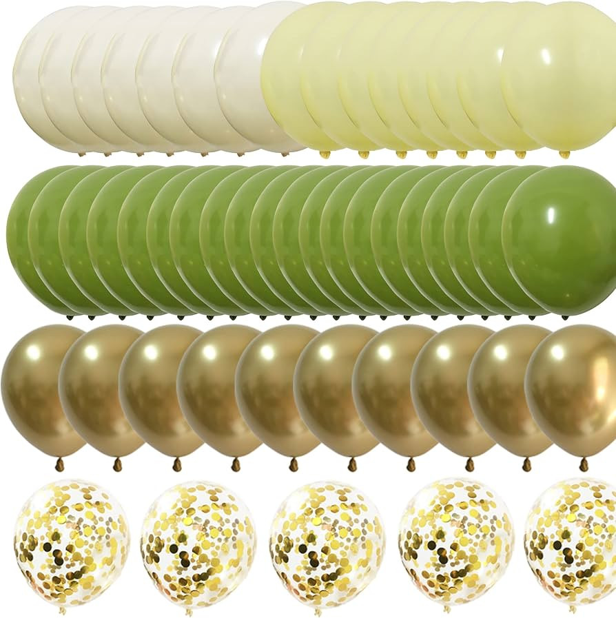 Olive Green Gold Balloons 12inch – Ivory White Pastel Yellow Green Balloons for Baby Shower Wed... | Amazon (US)