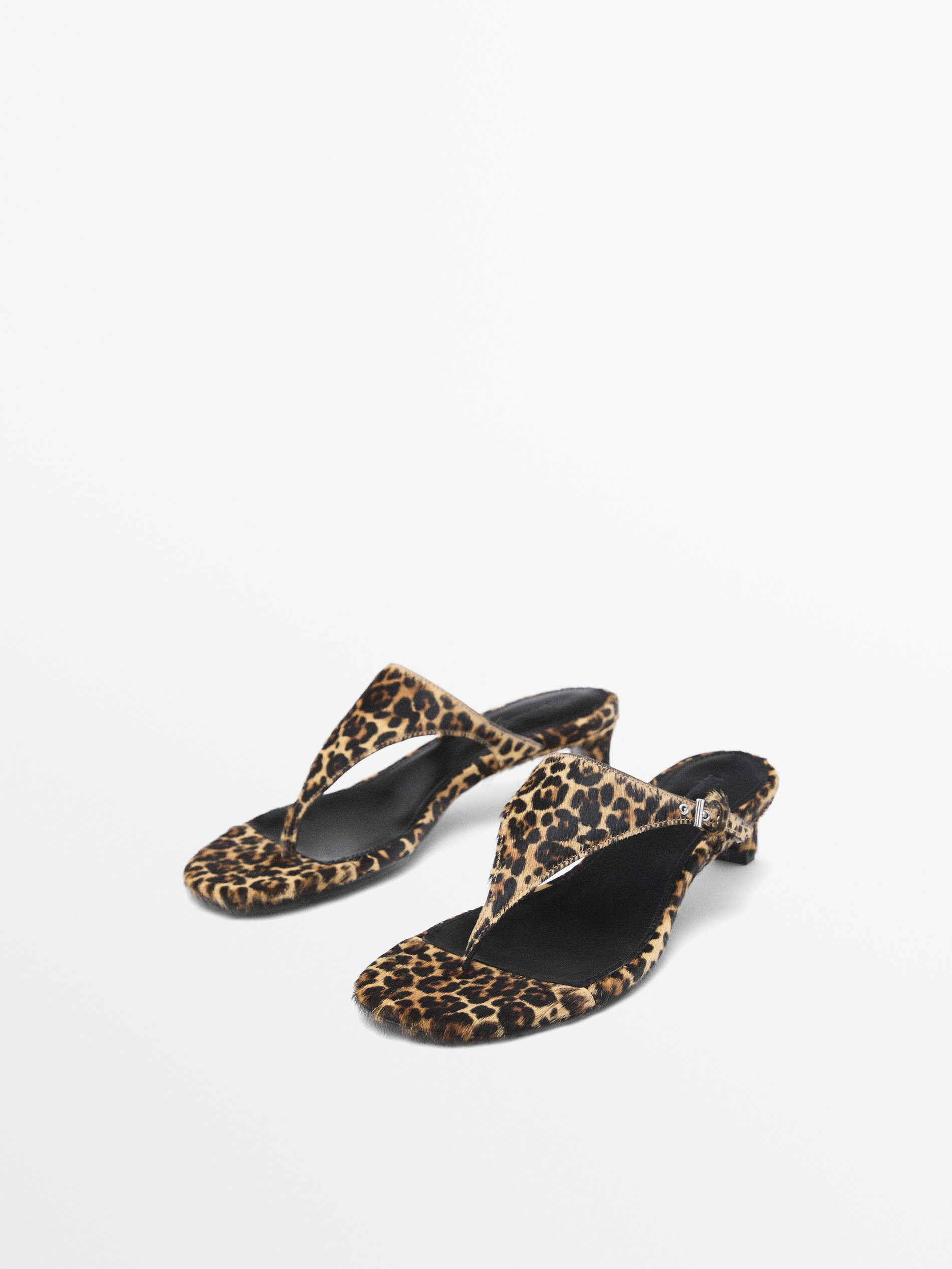 Heeled animal print sandals with buckle | Massimo Dutti US