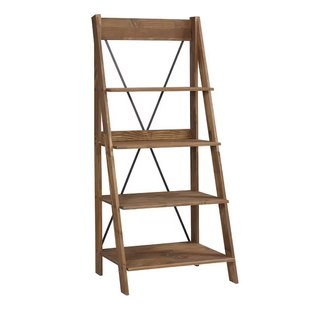 68.25" Boho 4 Tier Solid Wood Ladder Bookshelf Plant Stand - Saracina Home | Target