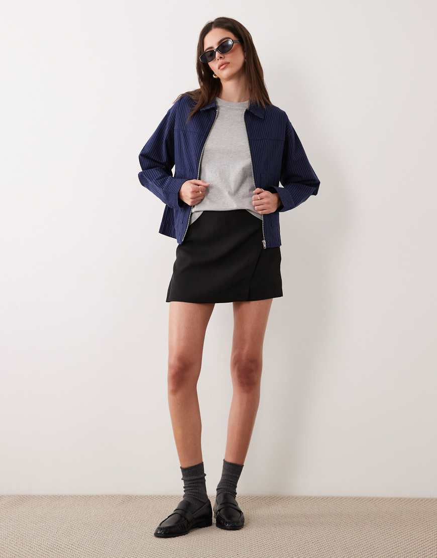 ASOS DESIGN Tailored wrap mini skort in black | ASOS (Global)
