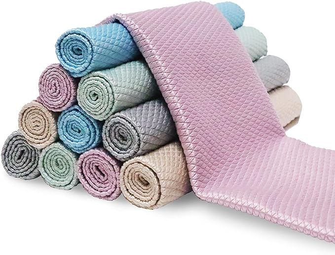Fish Scale Microfiber Polishing Cleaning Cloth Reusable Microfiber Towels, Lint Free Cleaning Rag... | Amazon (US)