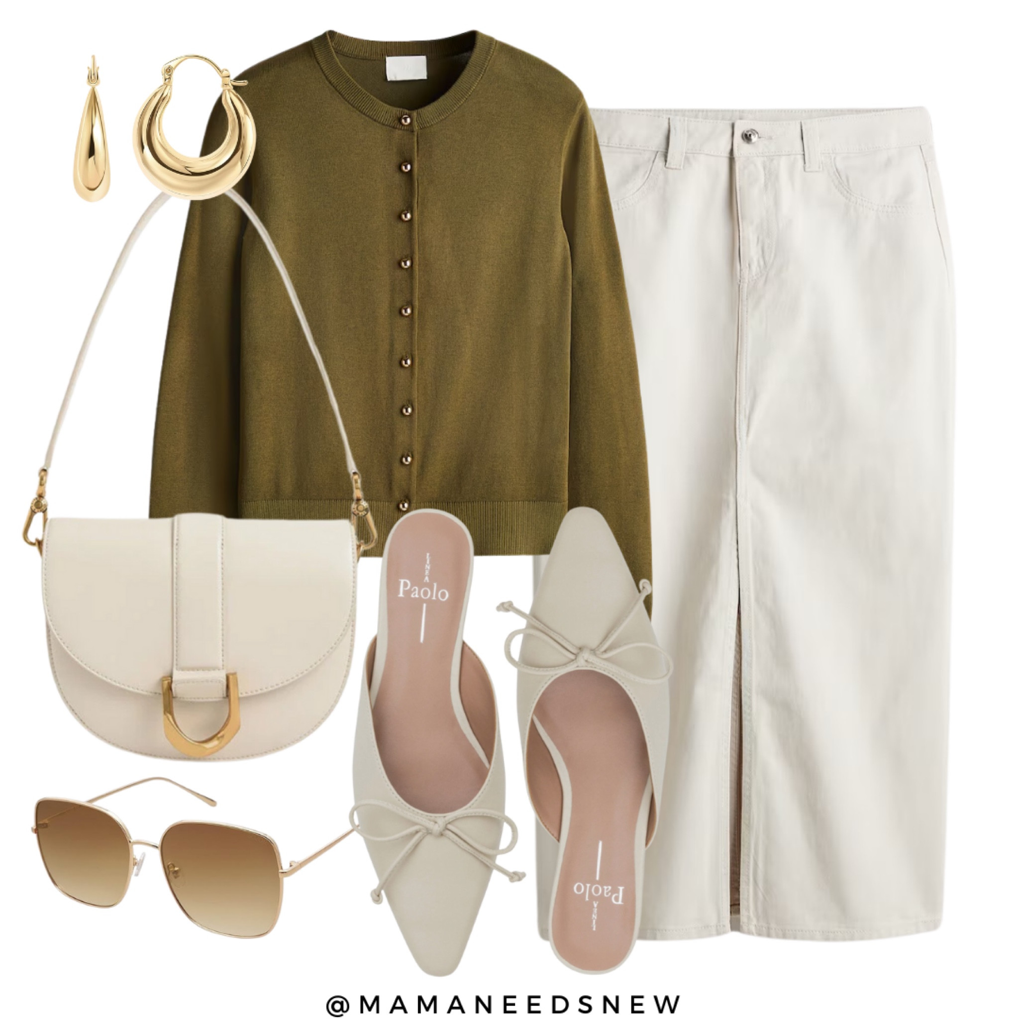 Khaki & cream outfit with a cardigan & midi skirt 🤍

#LTKFindsUnder50 #LTKSaleAlert #LTKFindsUnder100