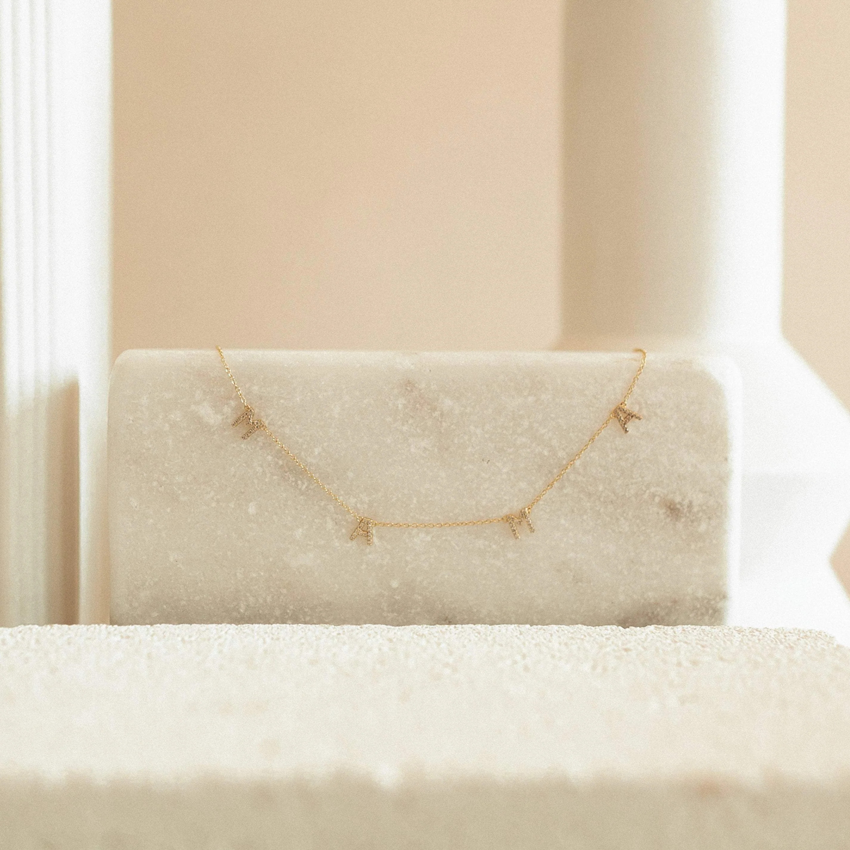 Pave Mama Letter Necklace | Caitlyn Minimalist