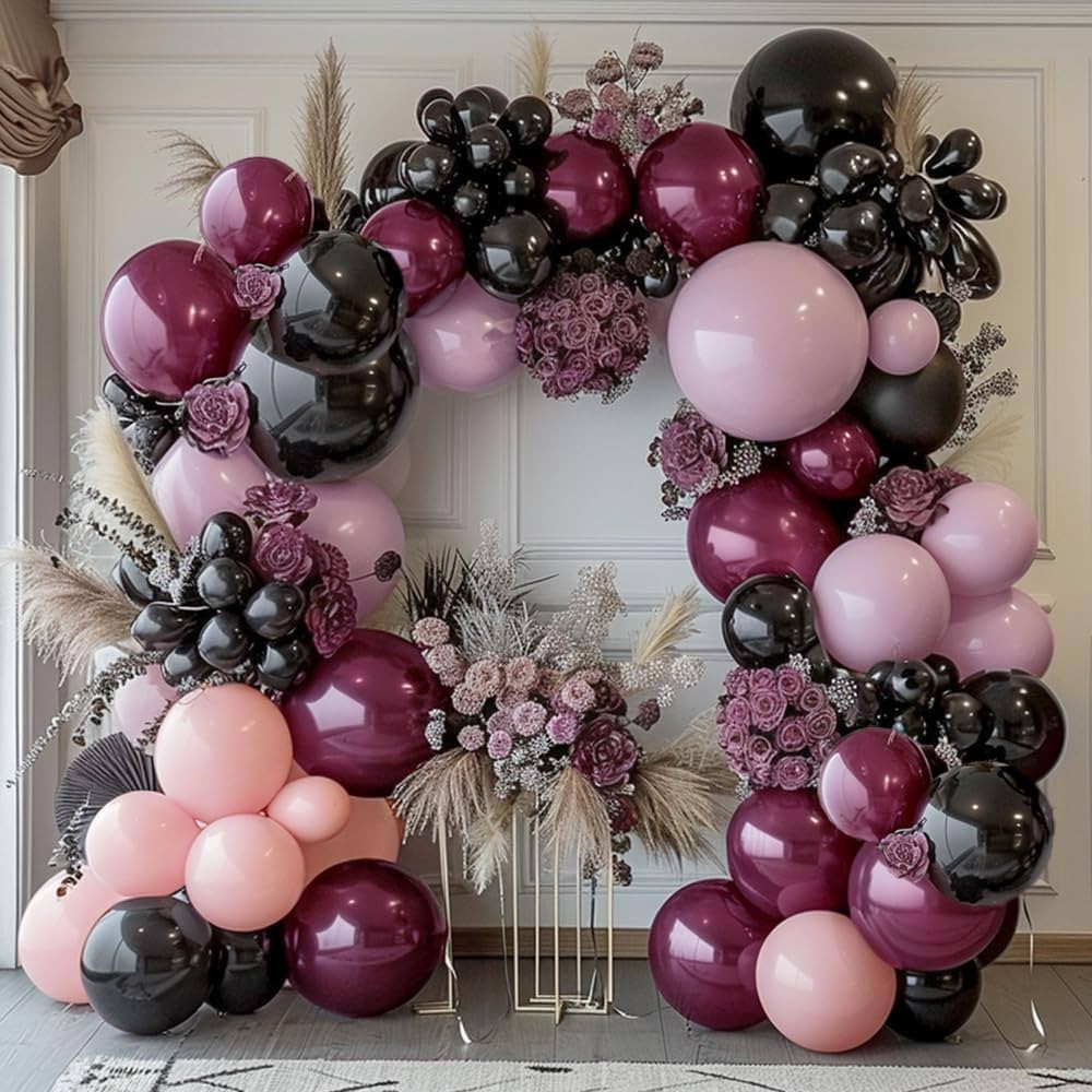 Black Pink Purple Balloons Double Stuffed Pastel Lavender Lilac Balloon Garland Dusty Mauve Plum ... | Amazon (US)