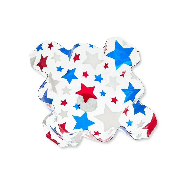 Patriotic Stars Plastic Ruffle Bowl, Red and Blue, 10.5", by Way To Celebrate | Walmart (US)