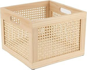 Bamboo Wooden Storage Box Cube Storage Organizer Bins Decorative Wood Square Basket Wood Crates W... | Amazon (US)