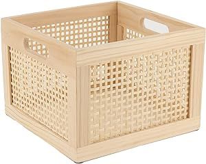 Bamboo Wooden Storage Box Cube Storage Organizer Bins Decorative Wood Square Basket Wood Crates W... | Amazon (US)